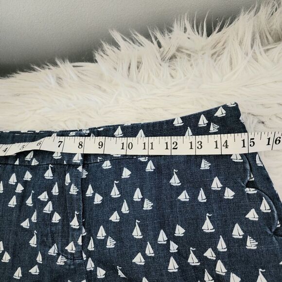 J Crew black label shorts women's size 00 sailboat pattern blue - Picture 4 of 6